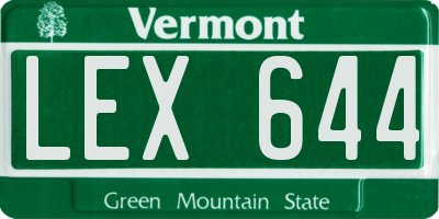 VT license plate LEX644
