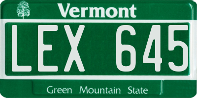 VT license plate LEX645
