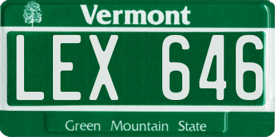 VT license plate LEX646