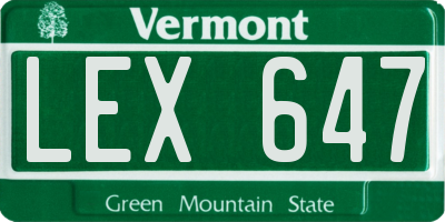 VT license plate LEX647