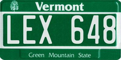 VT license plate LEX648