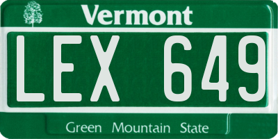 VT license plate LEX649