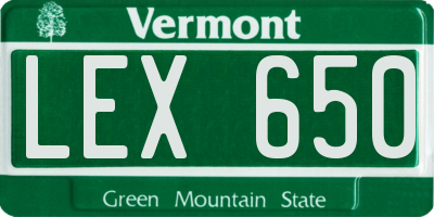 VT license plate LEX650