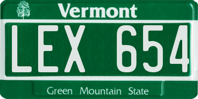 VT license plate LEX654