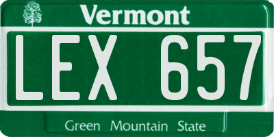 VT license plate LEX657