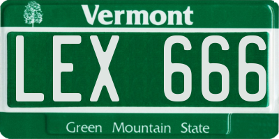 VT license plate LEX666