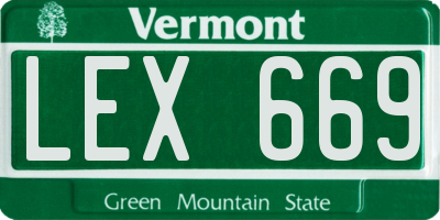 VT license plate LEX669