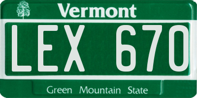 VT license plate LEX670