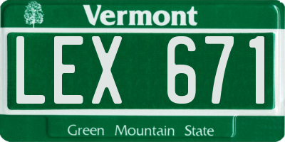 VT license plate LEX671