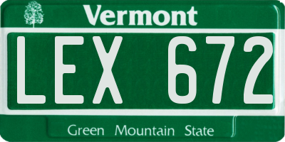 VT license plate LEX672