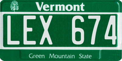 VT license plate LEX674