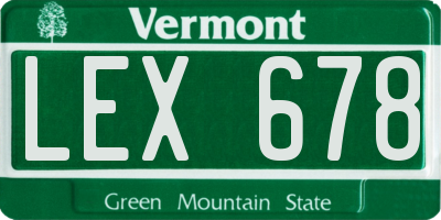 VT license plate LEX678
