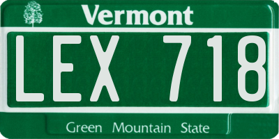 VT license plate LEX718