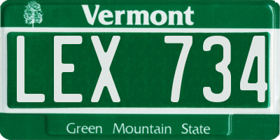 VT license plate LEX734
