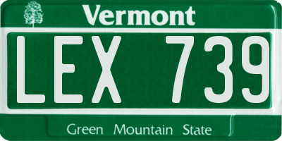 VT license plate LEX739
