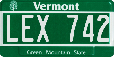 VT license plate LEX742