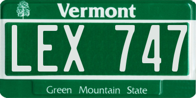 VT license plate LEX747