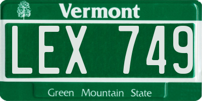 VT license plate LEX749