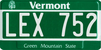 VT license plate LEX752