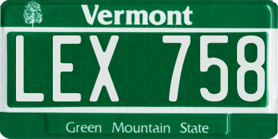 VT license plate LEX758