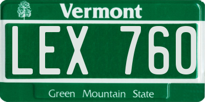 VT license plate LEX760