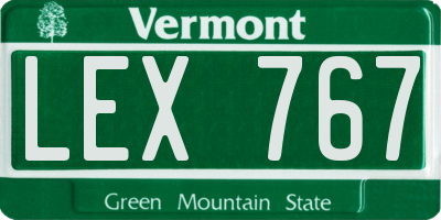 VT license plate LEX767