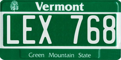VT license plate LEX768