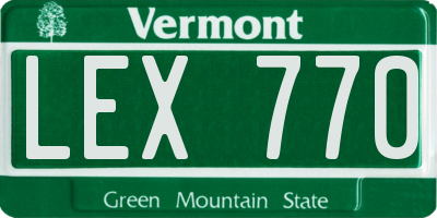 VT license plate LEX770