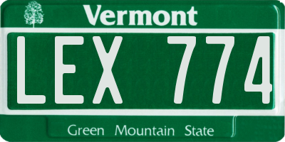 VT license plate LEX774
