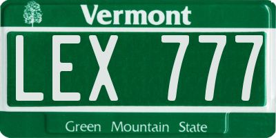 VT license plate LEX777