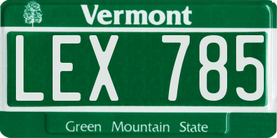 VT license plate LEX785