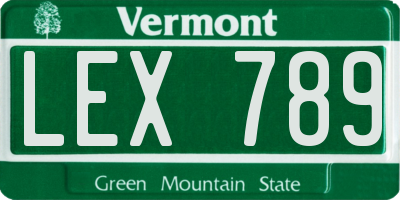 VT license plate LEX789