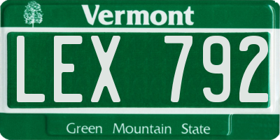VT license plate LEX792