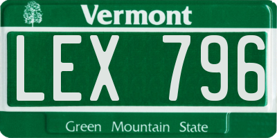 VT license plate LEX796