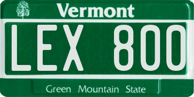 VT license plate LEX800