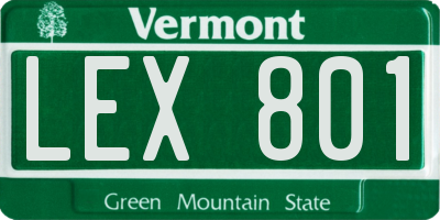 VT license plate LEX801