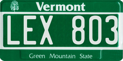 VT license plate LEX803