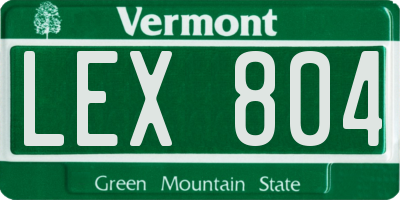 VT license plate LEX804