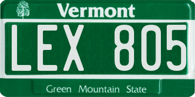VT license plate LEX805