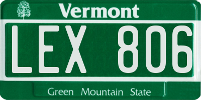 VT license plate LEX806