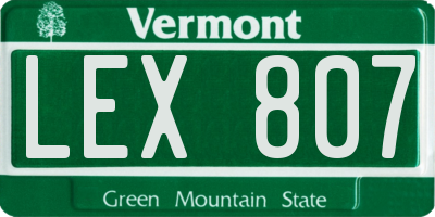 VT license plate LEX807