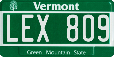 VT license plate LEX809