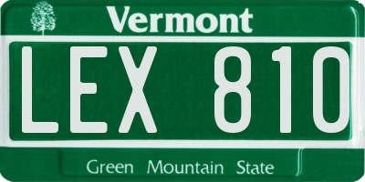 VT license plate LEX810