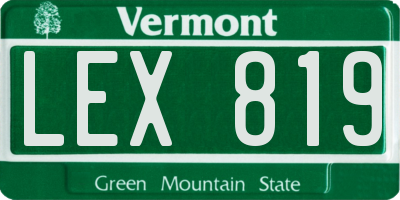 VT license plate LEX819