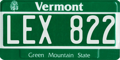 VT license plate LEX822
