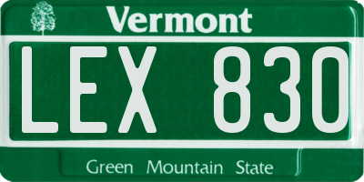 VT license plate LEX830