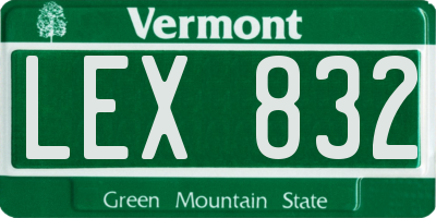VT license plate LEX832