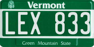 VT license plate LEX833