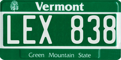 VT license plate LEX838