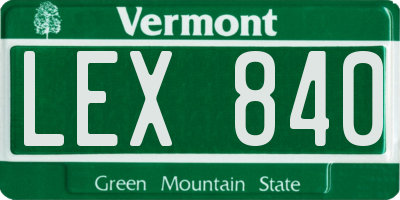 VT license plate LEX840